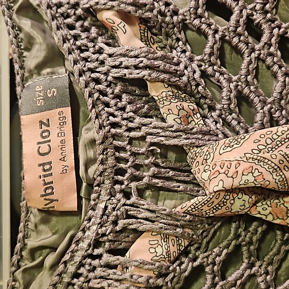 Vintage Hybrid Cloz unique grey knit skirt with pink paisley tie fully lined - Picture 2 of 4